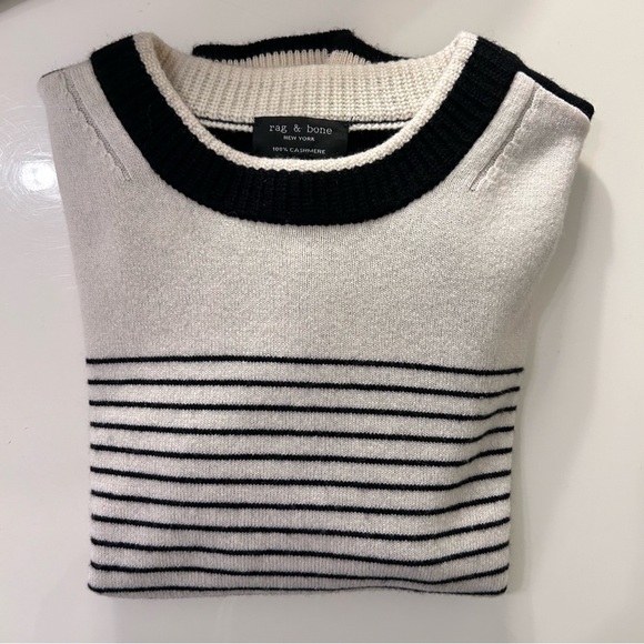 Rag & Bone Masie Striped Crewneck Cashmere Sweater As Seen on Veep Quiet Luxury - Picture 9 of 9